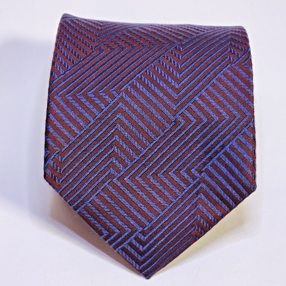 Innocenti for Tom James Red Blue Silk Necktie Tie USA 58" x 3.75"